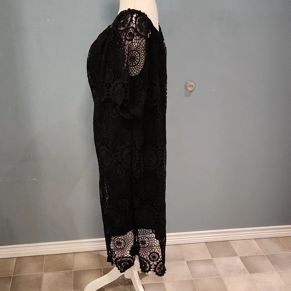 Shein Curve Boho Floral Lace Scoopneck Maxi Dress Feminine Summer Resortwear